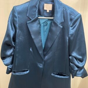 Cinq à Sept Cheyenne Satin Blazer – Teal – Size 8